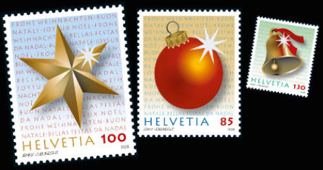 Swiss Post Christmas 2008 Stamps