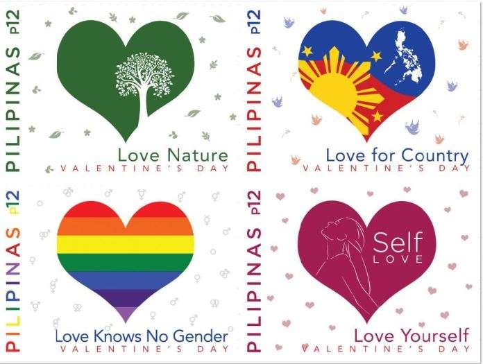 Four Valentine’s Day stamps by PHLPost feature digital art!