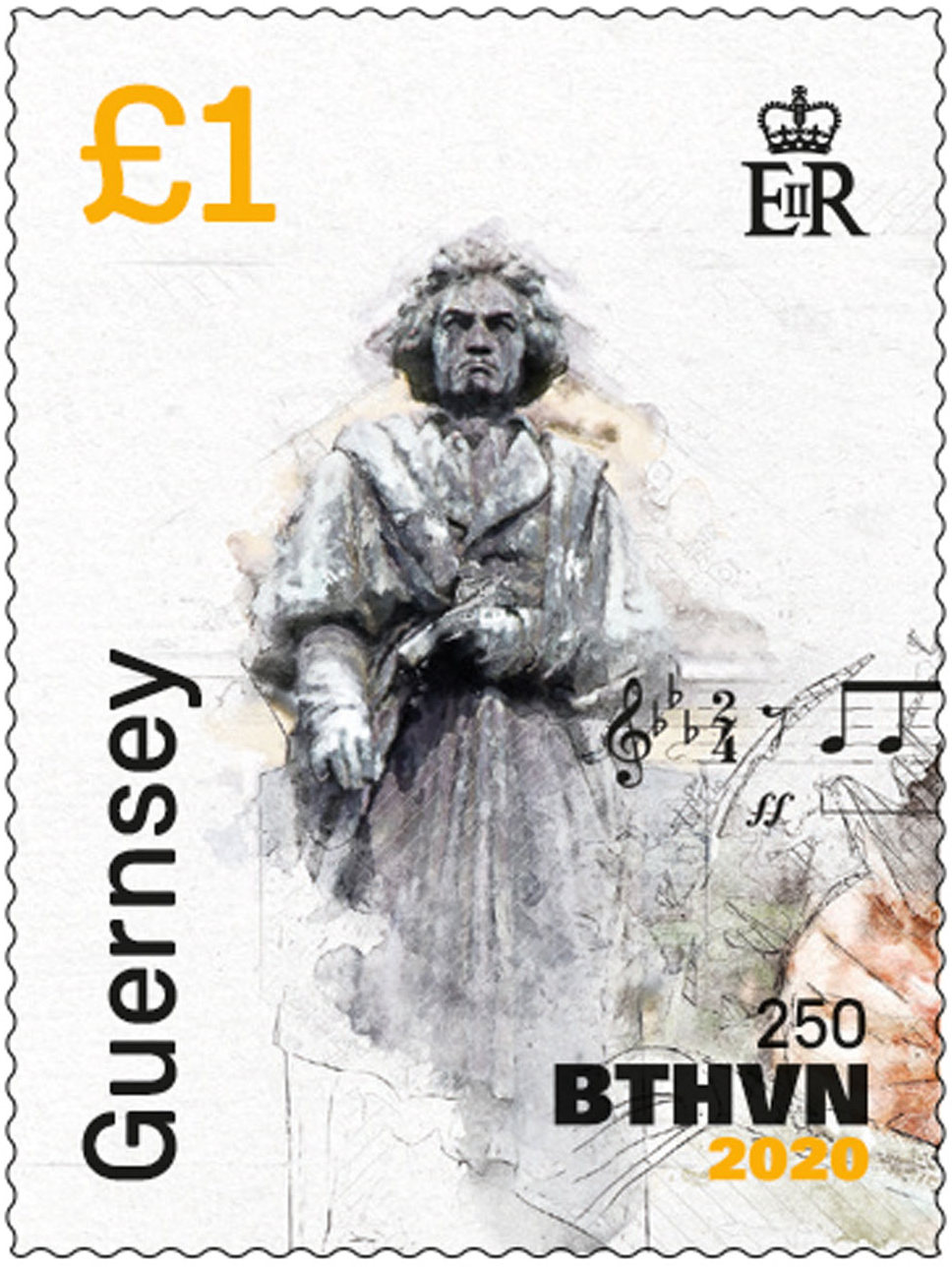 Guernsey Post honors Ludwig van Beethoven with a great stamp!