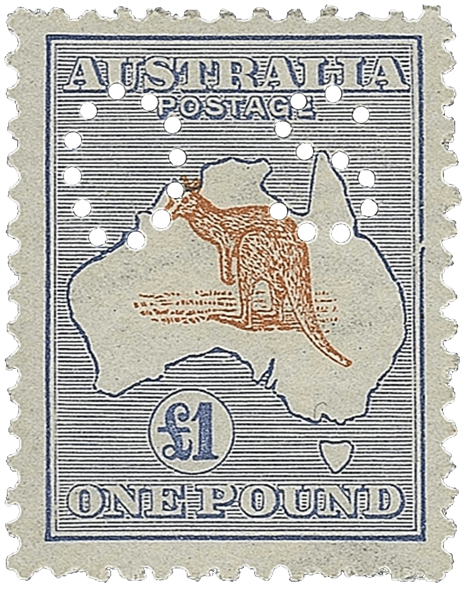 £1 châtaigne et bleu vif Kangourou et Carte timbre, 1916