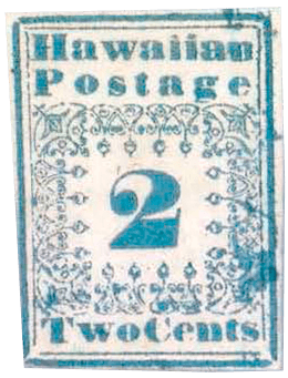 Timbre de 2 cents des Missionnaires hawaïens, 1851 - timbre américain rare