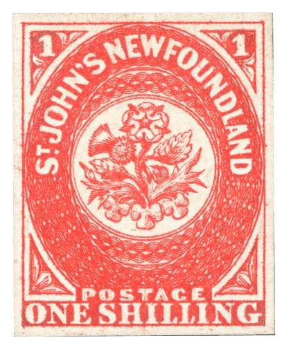 1-shilling scarlet vermilion stamp, 1857