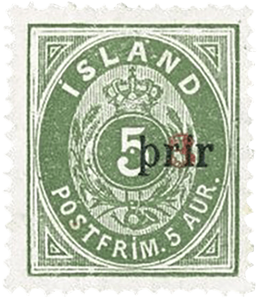 3a on 5a green stamp, 1897