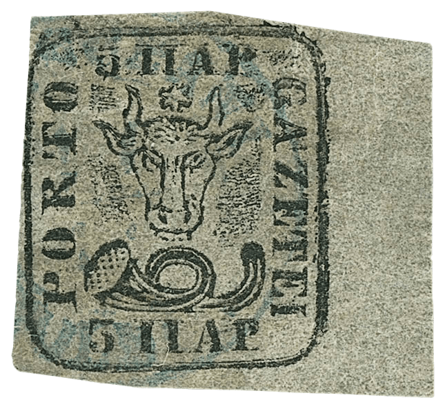 5pa black on white paper, 1859