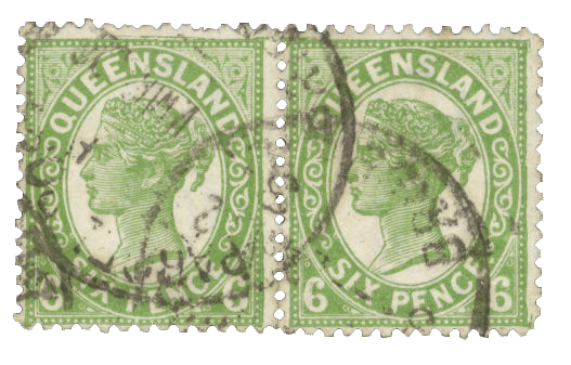 6d Queen Victoria green pair of stamps, 1902 - rare Australian stamps