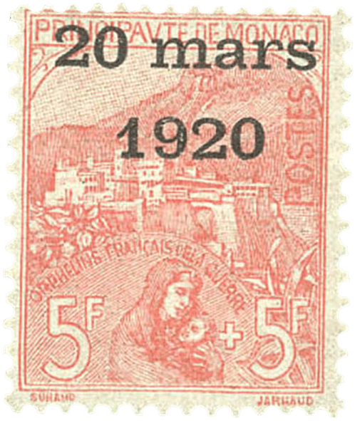 5fr+5fr Princess Charlotte's marriage stamp, 1920