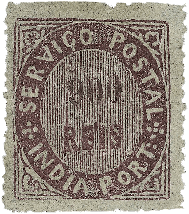 Portuguese India 900r violet stamp, 1876