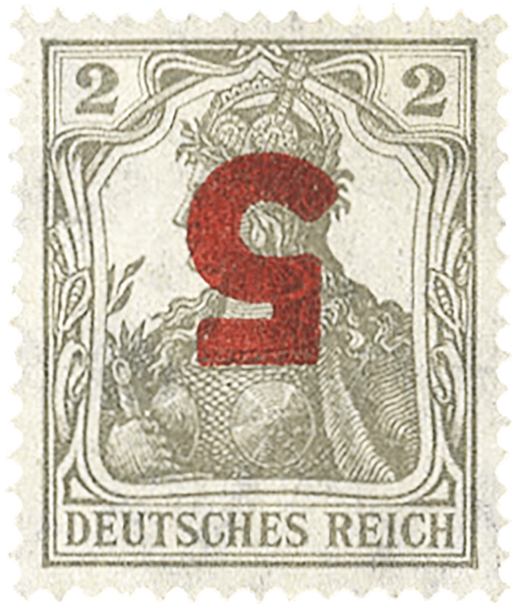 5pf on 2pf surcharge inverted, 1919