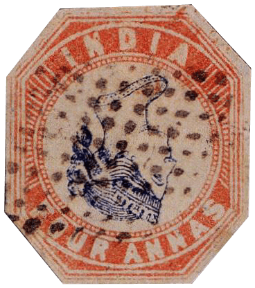 Tête inversée 4 Annas, 1854