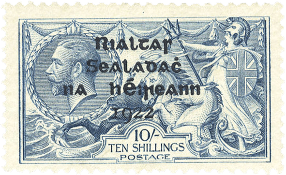 10s dull gray blue seahorse stamp, 1922
