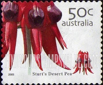 FindYourStampsValue: Wild Flowers: Sturt’s desert pea