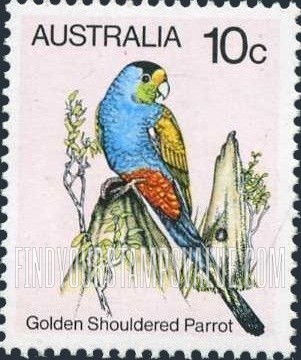 FindYourStampsValue: Golden-shoulder parrot, vertical: Bird Type of 1978