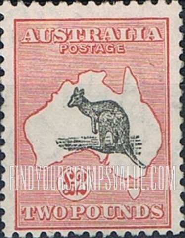 FindYourStampsValue: Kangaroo and Map: Type of 1913