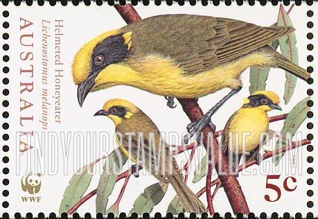 FindYourStampsValue: Endangered Birds: Helmeted honeyeater