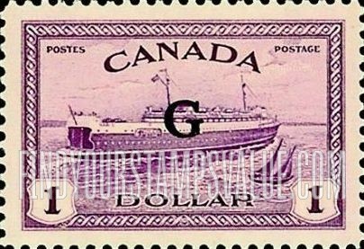 FindYourStampsValue: Official Stamps - Train Ferry, Prince Edward Island  overprinted in black