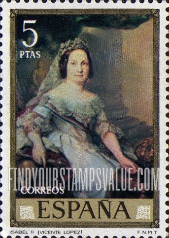 FindYourStampsValue: Stamp Day (Paintings by Vicente López y Portana (1772-1850)): Queen Isabella II