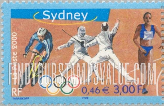 FindYourStampsValue: 2000 Summer Olympics, Sydney: Cycling, fencing, relay racer