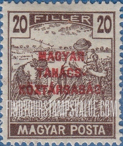 FindYourStampsValue: Harvesting Wheat: Stamps of 1919 Overprinted in Red