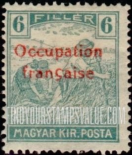 FindYourStampsValue: OCCUPATION STAMPS - Harvesting Wheat: Stamps of Hungary Overprinted in Red