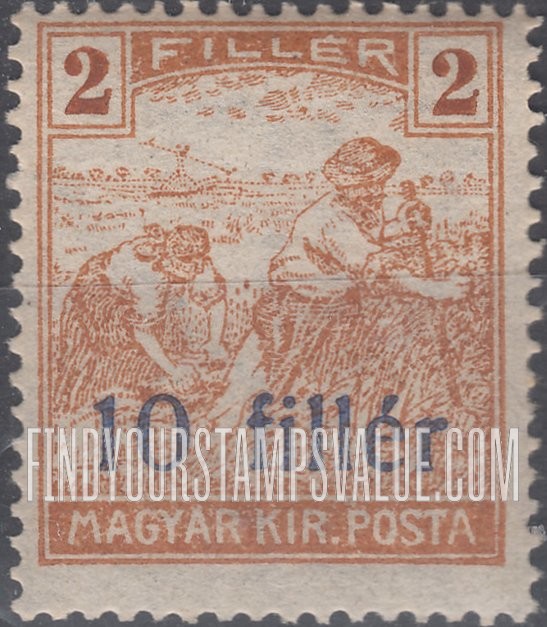 FindYourStampsValue: TEMESVAR ISSUES - Harvesting Wheat: Hungarian Stamps of 1916-18 Surcharged in Blue