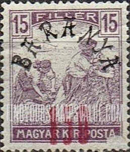 FindYourStampsValue: SECOND BARANYA ISSUE - Harvesting Wheat: Hungarian Stamps of 1916-19 Surcharged in Black and Red