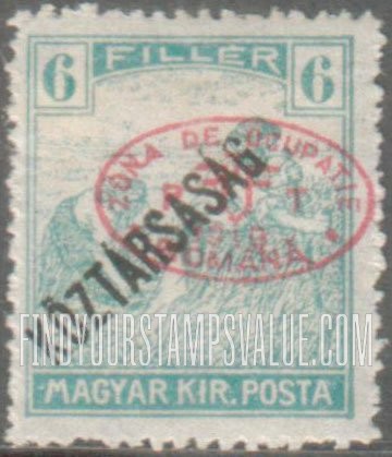 FindYourStampsValue: ISSUED UNDER ROMANIAN OCCUPATION - Harvesting Wheat: On Stamps of 1918-19, Overprinted “Koztarsasag”