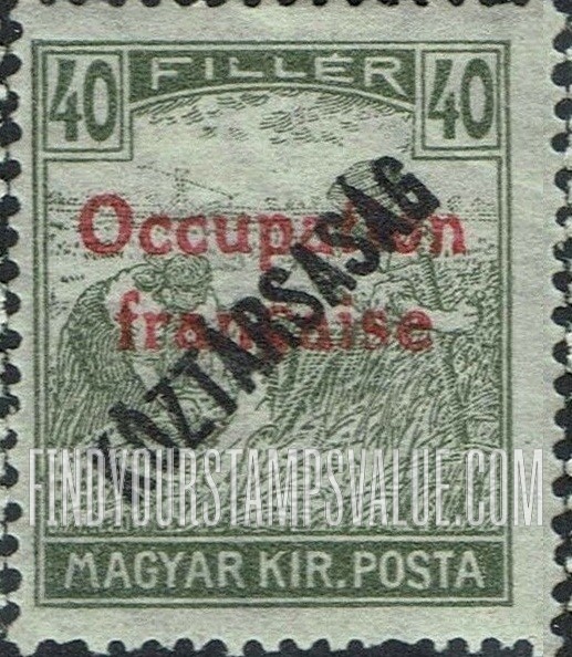 FindYourStampsValue: OCCUPATION STAMPS - Harvesting Wheat: Overprinted “Koztarsasag”