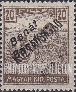 FindYourStampsValue: Issued under Serbian Occupation - Harvesting Wheat: Hungarian Stamps of 1913-19 Overprinted in Black