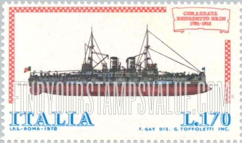 FindYourStampsValue: Ship Type of 1977: Cruiser Benedetto Brin