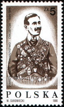 FindYourStampsValue: Warsaw Cyclists Society Centennial: Jan Stanislaw Skrodzki (1867-1957), 1895 record-holder, vertical