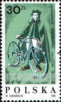 FindYourStampsValue: Warsaw Cyclists Society Centennial: Karolina Kociecka (b. 1875), female competitor, vertical