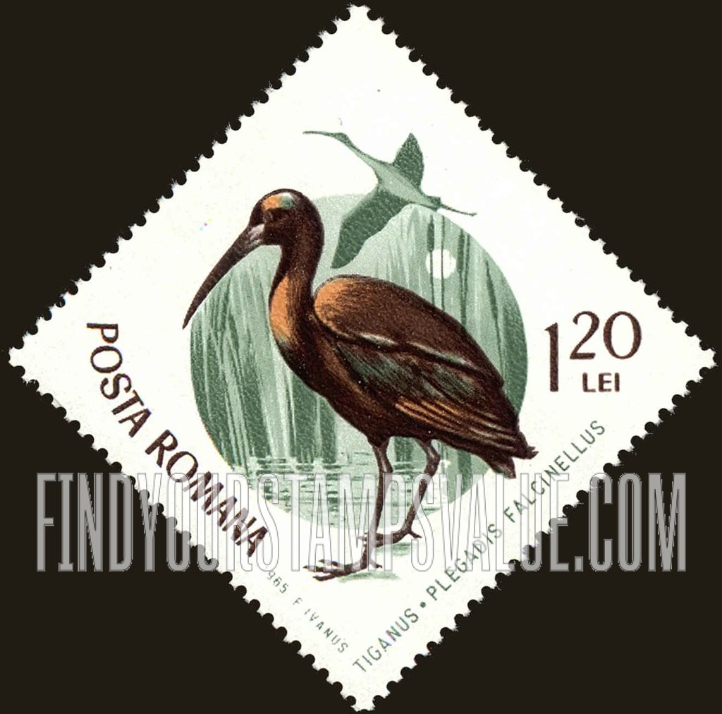 FindYourStampsValue: Birds: Glossy ibis
