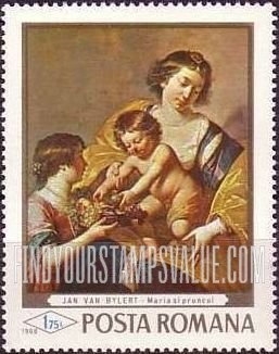 FindYourStampsValue: Paintings: Madonna and Child with Fruit Basket, by Jan van Bylert