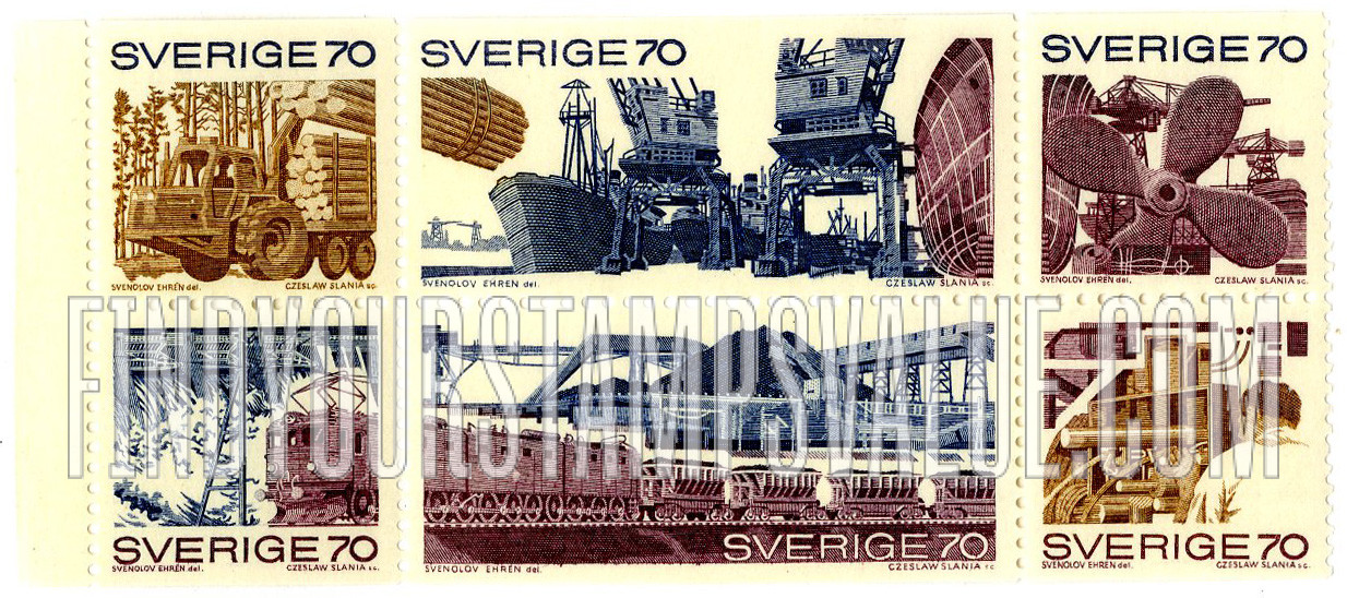 FindYourStampsValue: Timber Industry, Shipping Industry, Heavy industry (propeller), Hydroelectric power (dam and diesel), Mining (freight train and mine), Technical research