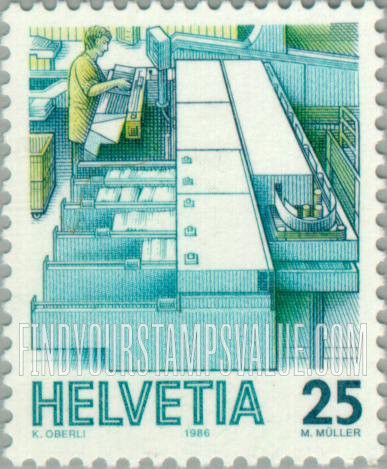 FindYourStampsValue: Federal Administration, Mail Handling: Letter-facing, canceling