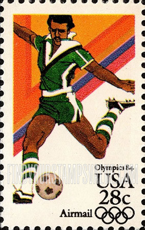 FindYourStampsValue: Air Post: SUMMER OLYMPICS, LOS ANGELES 1984 - Soccer