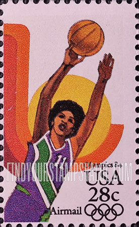 FindYourStampsValue: Air Post: SUMMER OLYMPICS, LOS ANGELES 1984 - Women's Basketball