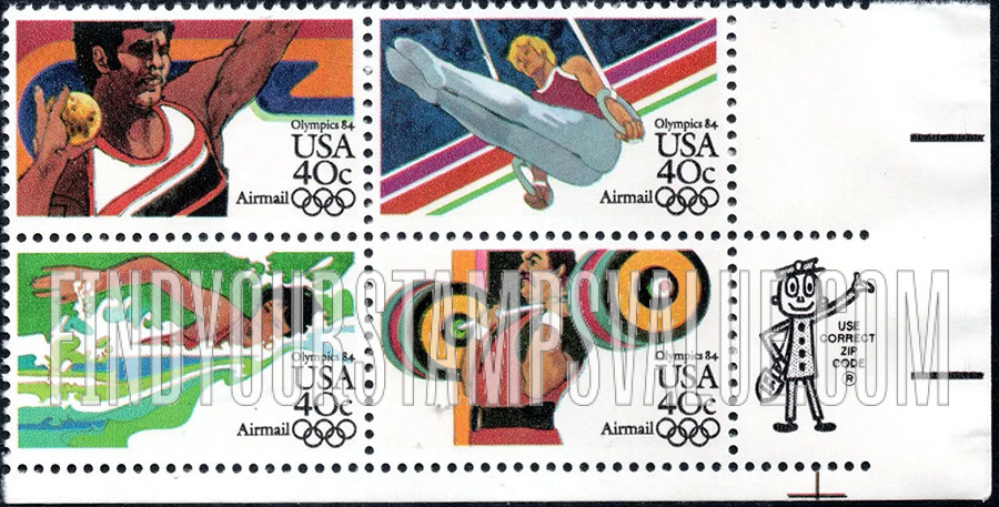 FindYourStampsValue: Air Post: SUMMER OLYMPICS, LOS ANGELES 1984