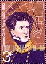 Great Britain (United Kingdom): British Polar Explorers - James Clark Ross and Map of South Polar Sea