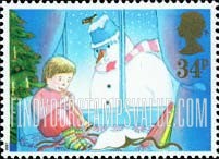 FindYourStampsValue: Great Britain (United Kingdom): Christmas, Childhood Memories - Playing Horn, Snowman