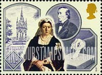 FindYourStampsValue: Great Britain (United Kingdom): Accession of Queen Victoria, 150th Anniversary - The Albert Memorial, Prime Minister Disraeli and First Ballot Box