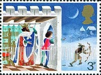 Great Britain (United Kingdom): Illustrations for Christmas Carol "Good King Wenceslas" - Page looking out of Window
