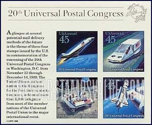 FindYourStampsValue: Air Post: WORLD STAMP EXPO'89, 20th UPU CONGRESS - Futuristic Mail Delivery