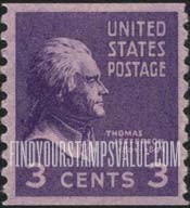 FindYourStampsValue: PRESIDENTIAL ISSUE - Thomas Jefferson, Coil