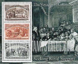 FindYourStampsValue: VOYAGES OF COLUMBUS - Seeking royal support, Souvenir sheet of 3 stamps