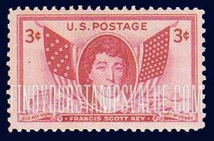 FRANCIS SCOTT KEY - Key and American Flags of 1814 and 1948