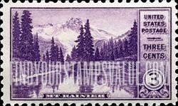 FindYourStampsValue: NATIONAL PARKS - Mt. Rainier and Mirror Lake