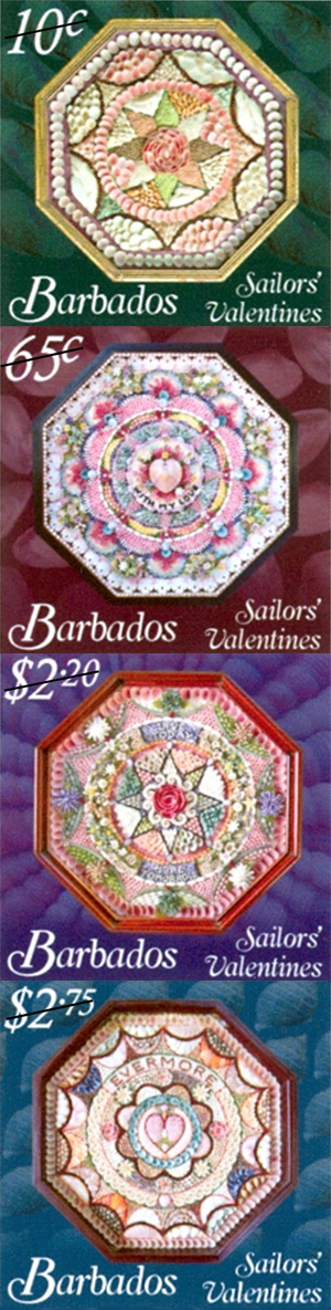 'Sailors' Valentines' stamps from Barbados