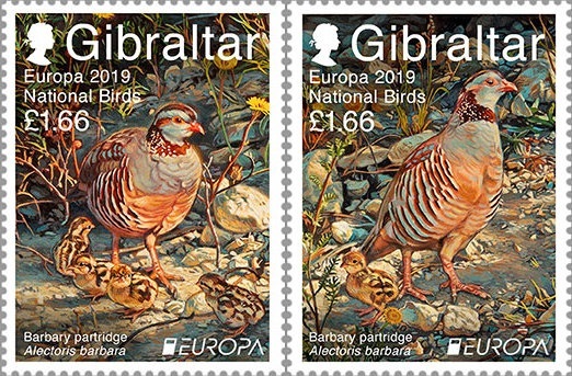 Europa 2019 National Birds – two stamps released by Gibraltar Post