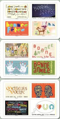 Happy New Year 2013 stamps from France